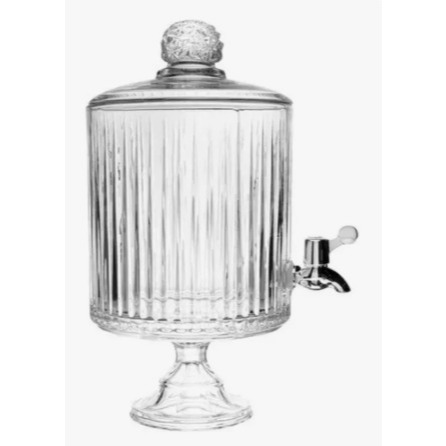 Suqueira De Vidro 4,5L Premium Dispenser Bebidas Luxo 7mm Reforçada Com Base e Tampa Canaletada