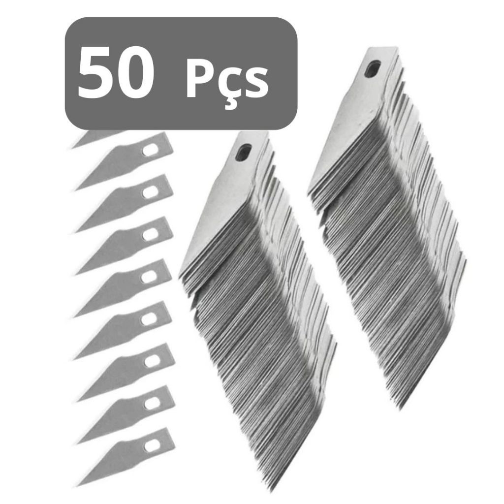 50 laminas de estilete precisão papelaria