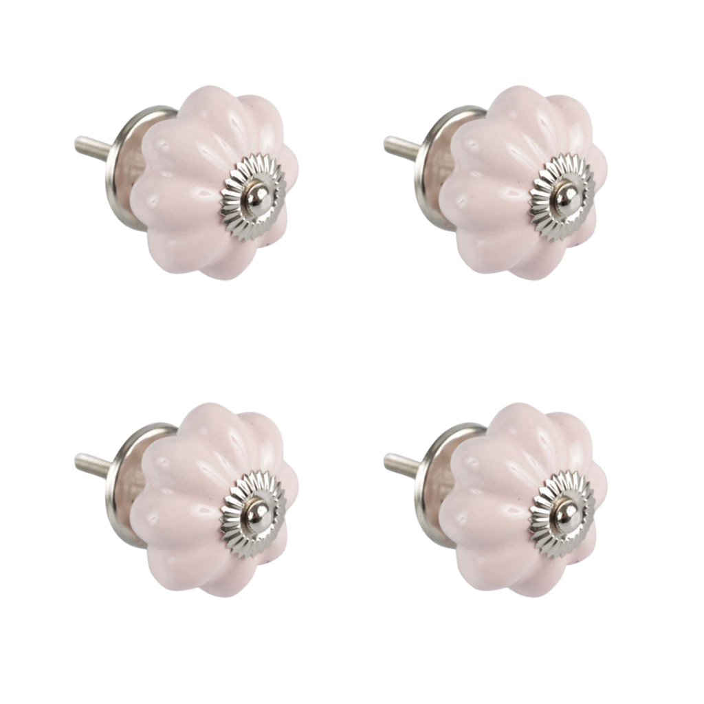 Kit 04un Puxador Pumpkin Rosa Gaveta Armário Móvel Colonial Porcelana Antigo Retrô Modelo