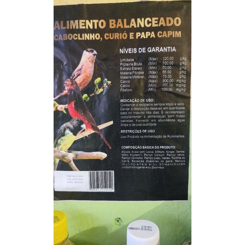 Ração para Caboclinho a GRANEL  / Ração para Curió / Ração para Papa-Capim Passarinho / pássaro 500g