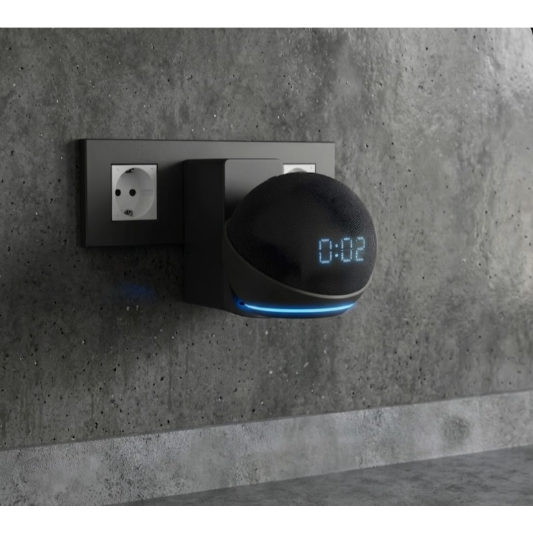 Suporte de Parede para Alexa Echo Dot 5 | Organizador Sem Fios | Fixação na Tomada