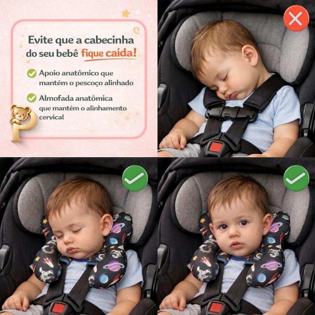 Almofada de Pescoço Bebê com Apoio de Cabeça para Cadeirinha bebe conforto