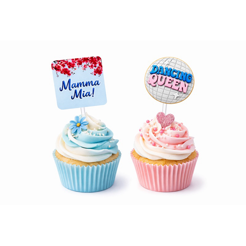 30 Toppers Cupcake Mamma Mia Dancing Queen 4,5cm Festa Anos 70 | topper