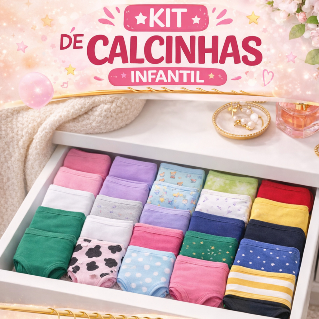 Kit Calcinhas Infantil Juvenil Algodão Cotton Com Forro Confortável em Oferta na Shopee