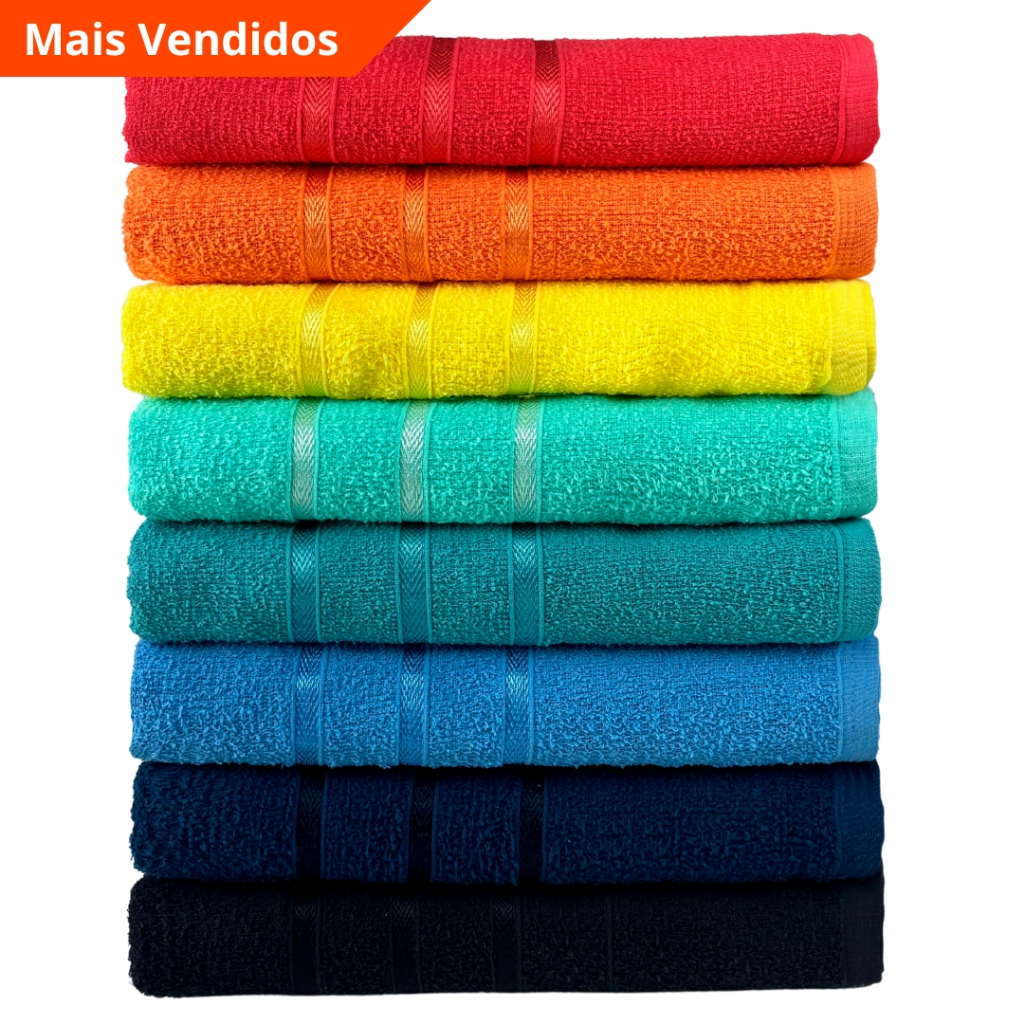 Kit 10 Toalhas de Rosto Grande 40x70cm Felpuda 100% Algodão Macia - Heinig Textil em Oferta na Shopee