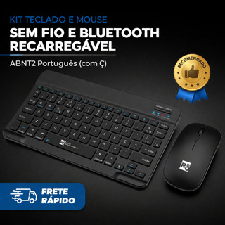 Kit teclado e mouse Bluetooth recarregável ABNT2
