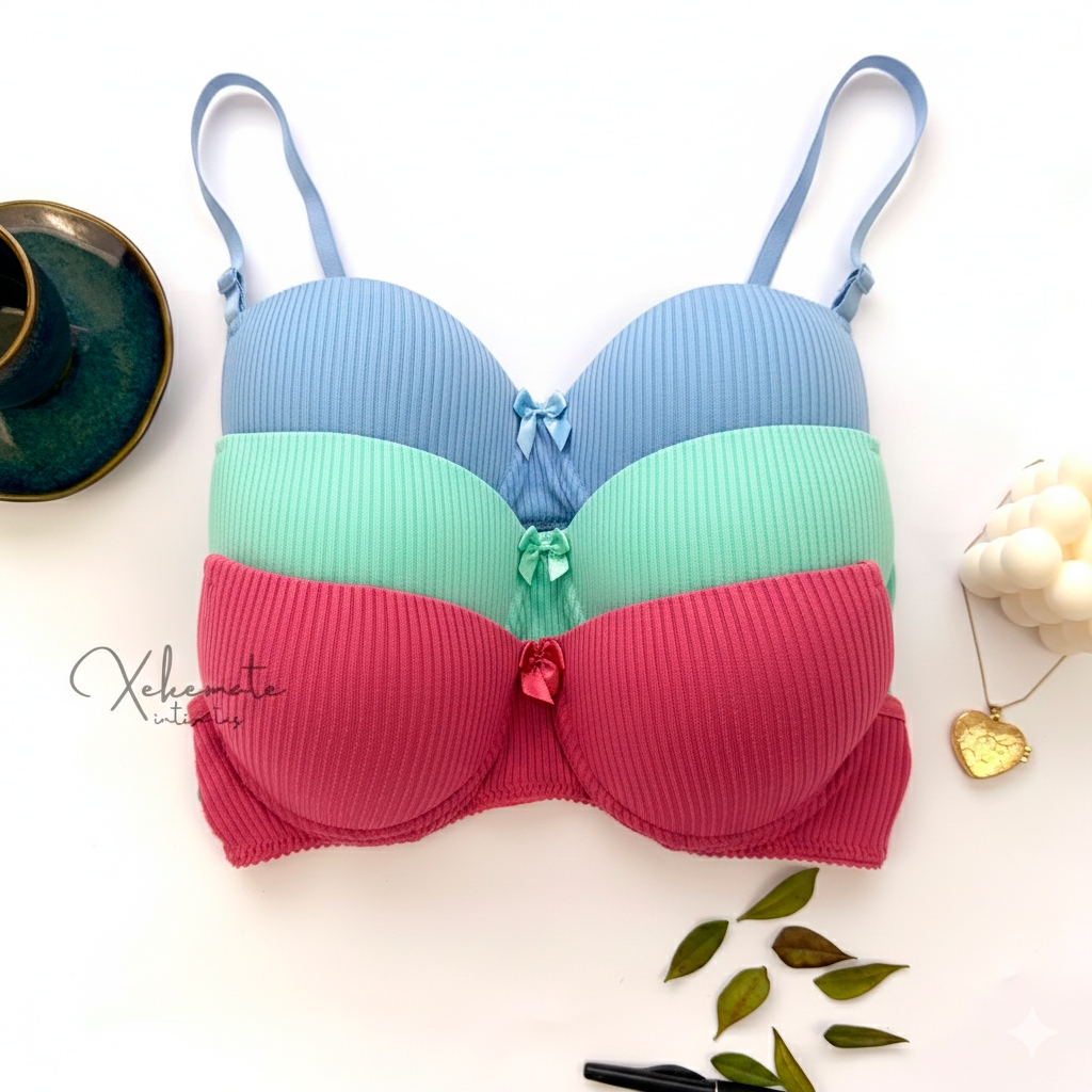 Kit Sutiãs Suede Bojo Canelado Liso Soutien Básico Confortável Moda Feminina Alças Reguláveis Fecho