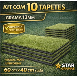 KIT  10 TAPETES DE GRAMA SINTÉTICA 60x40 CM – BASE ANTIDERRAPANTE – PARA PET, CRIANÇA, JARDIM E PLAYGROUND em Oferta na Shopee