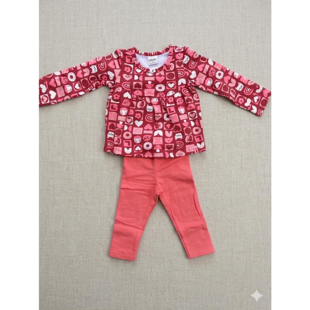 Roupa Menina Elian Conjunto Inverno Meia Estação Batinha Rosa Bordô e Calça Confortável Algodão