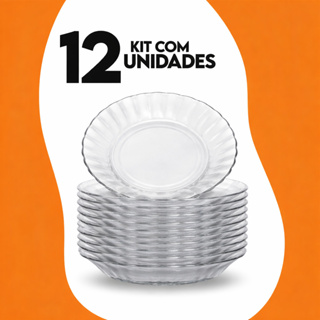 Jogo De Prato Fundo De Vidro Resistente  Prato Almoço Jantar Mesa Restaurantes Bar em Oferta na Shopee