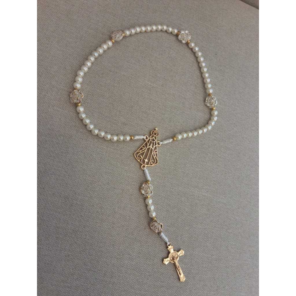 MEU PRIMEIRO TERÇO | TERÇO PERSONALIZADO CATOLICO ARTESANAL | COM SEU NOME | NOSSA SENHORA APARECIDA PEROLADO