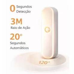 Lâmpada Led Recarregável Sem fio Inteligente com Sensor de Presença Luminária 14x4cm