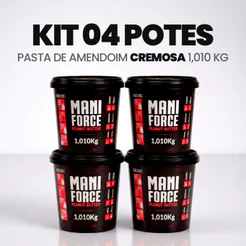 Kit 04x Maniforce Pasta De Amendoim Cremosa 100% Amendoim - 1,010Kg