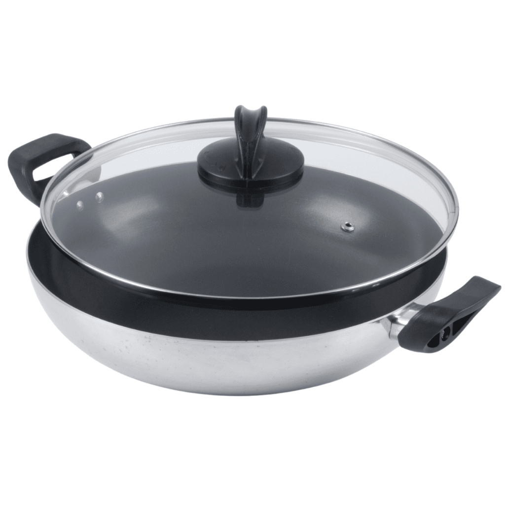 Wok Antiaderente Tampa De Vidro 32Cm 4L Polido Nacional