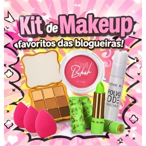 Kit de Maquiagem Feminino Completo com Blush, Gloss e Iluminador
