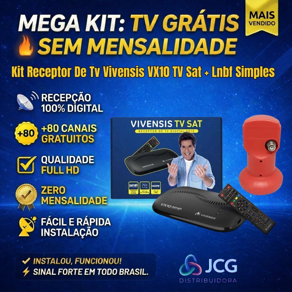 Kit Receptor De Tv Vivensis VX10 TV Sat + Lnbf Simples em Oferta na Shopee