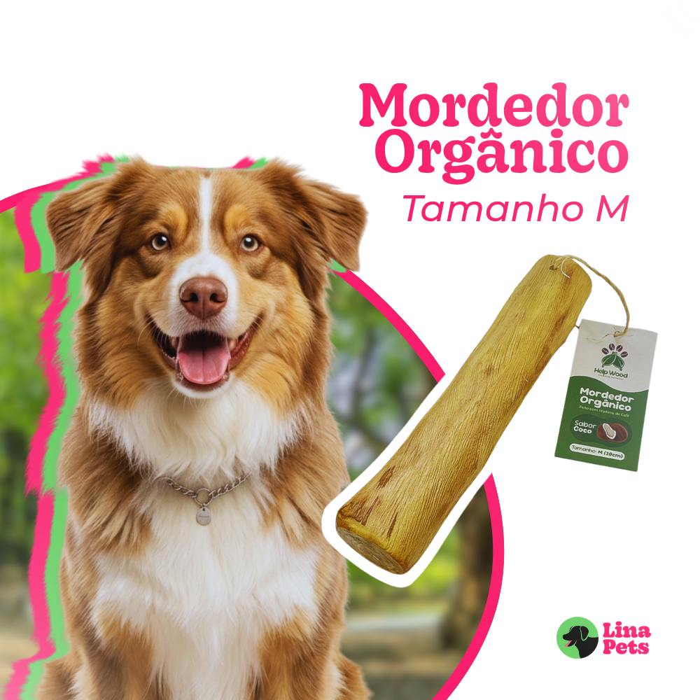 MORDEDOR PARA CACHORRO PRODUTO NATURAL RUSTICO MADEIRA DE CAFE SABOR CÔCO TAM.M  20X2A4CM BRINQUEDO PET