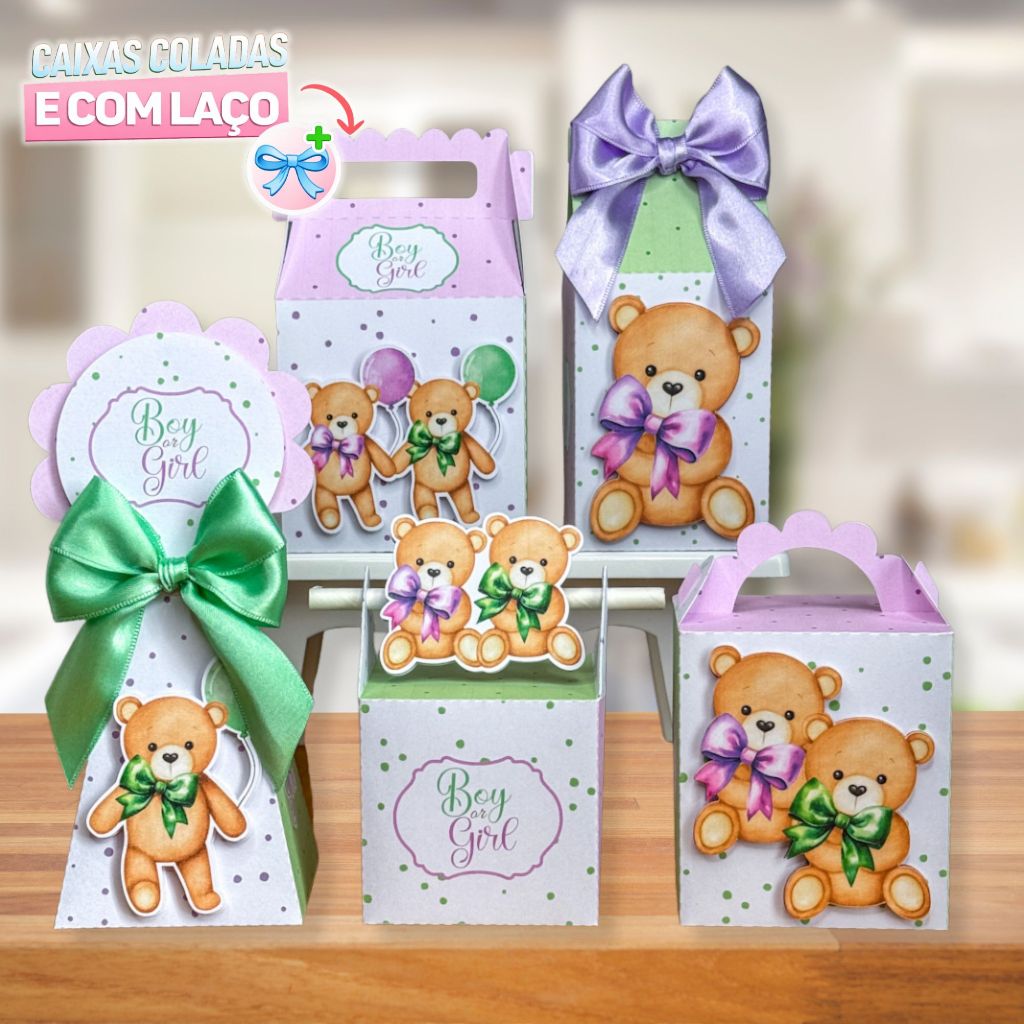 Kit Festa CHÁ REVELAÇÃO | CAIXINHAS PERSONALIZADAS | LEMBRANCINHA INFANTIL | TODOS OS TEMAS