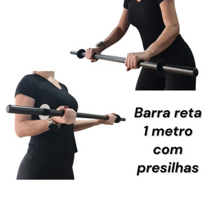 Barra reta 1,00m com presilhas funcional fitness academia musculação