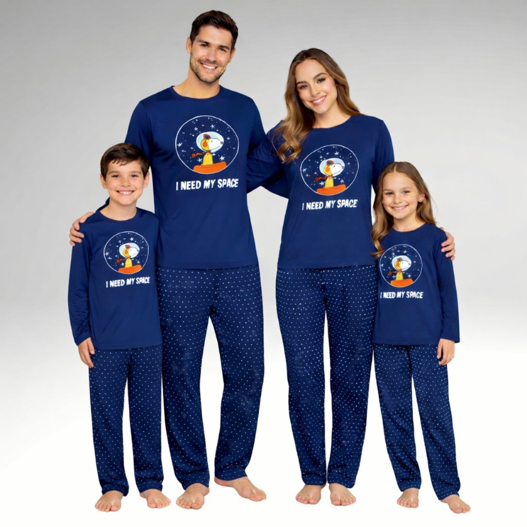 Kit Família Pijama Longo Inverno Pai Mãe Filho Filha Confortável Estampado Promoção