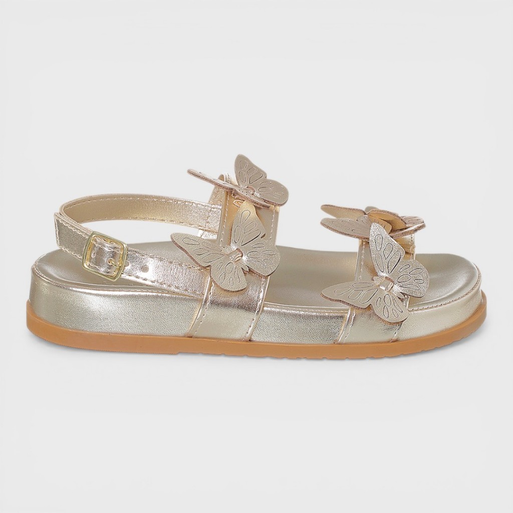 Sandália Birken Infantil Feminina Anatômica Casual Meninas Borboleta Delicada Dourada Metalizada em Oferta na Shopee