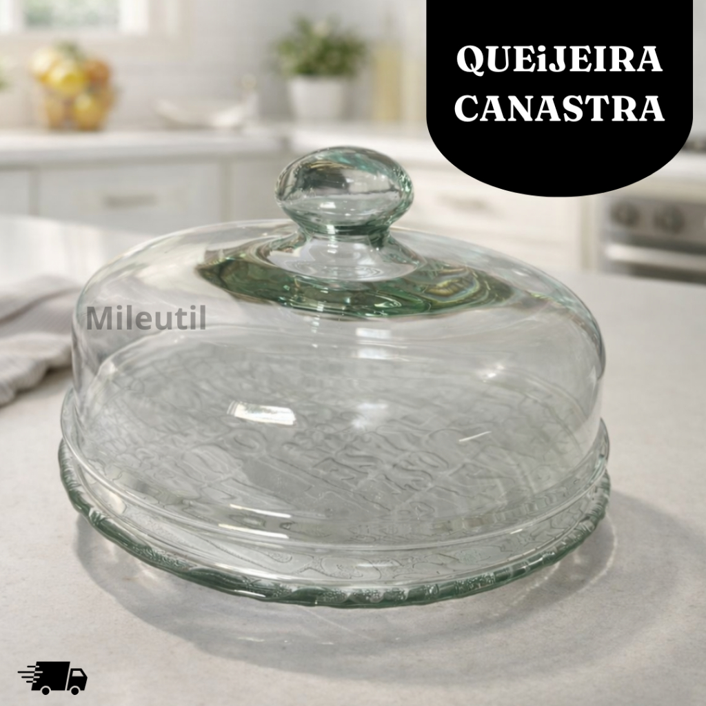 Queijeira de Vidro com Tampa | Prato Decorativo para Queijos, Frios e Sobremesas