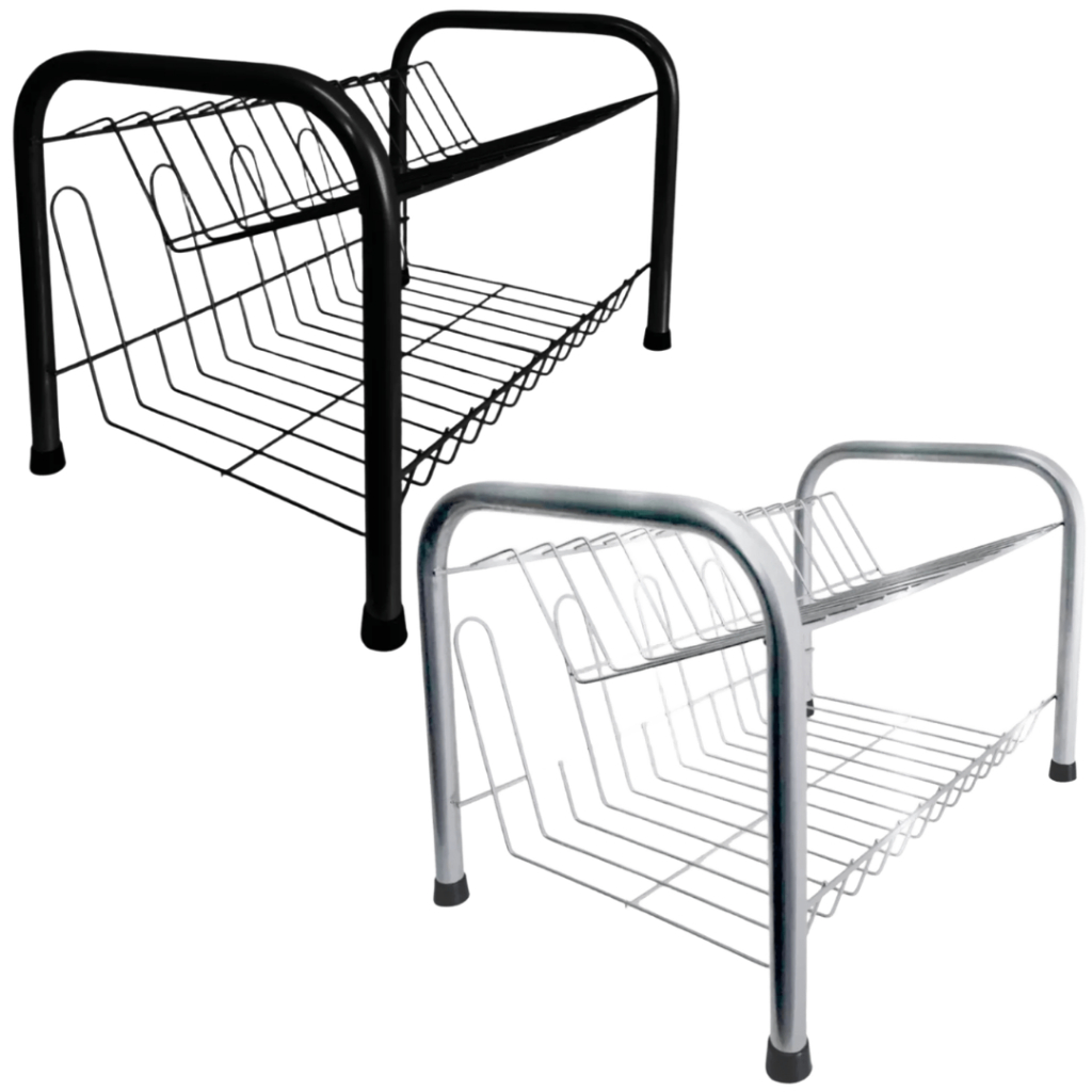 Escorredor Secador de Louça Aço 2 Andares 13 Pratos + Porta Copos Preto Cromado Promoção Desconto — R$ 34,27 em Shopee