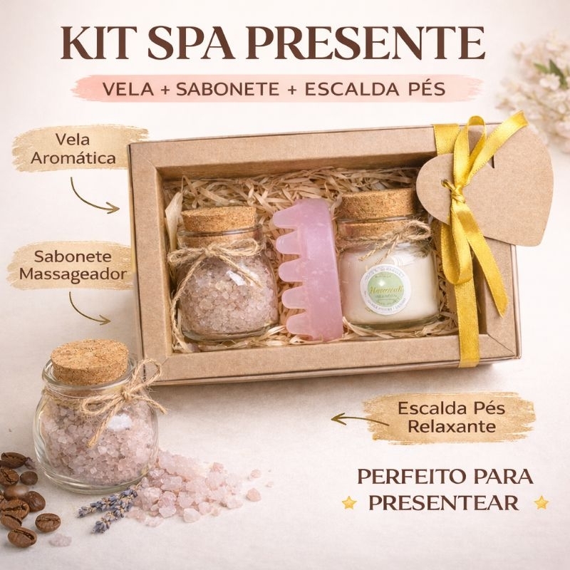 Presente Spa Relaxante Vela Aromática+Escalda Pés+Sabonete Café/Lavanda Mimo Dia das Maes