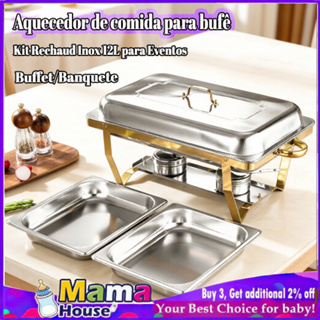 Aquecedor de comida para buffet-Aço inoxidável-Aquecimento a álcool-Pode ser empilhado-Para festas em Oferta na Shopee