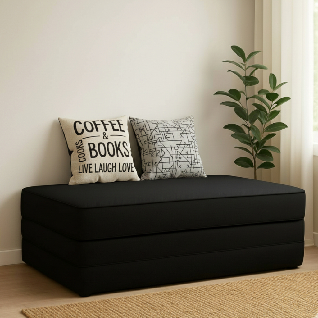 Puff Sofá Cama 3 Em 1 Dobrável Colchonete Casal Multiuso Premium - S&S Home Decor