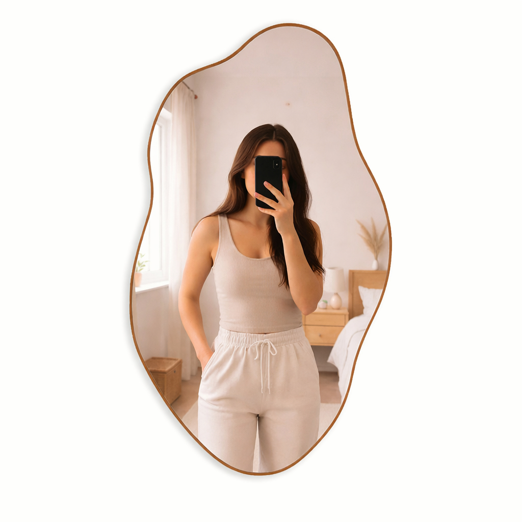 Espelho Corpo Inteiro Grande Couro Organico de Parede em Oferta na Shopee