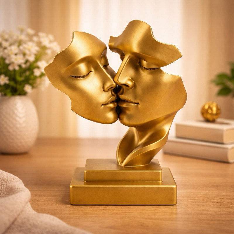 Escultura Decorativa Casal Abstrato 18cm | Decoração Moderna Premium