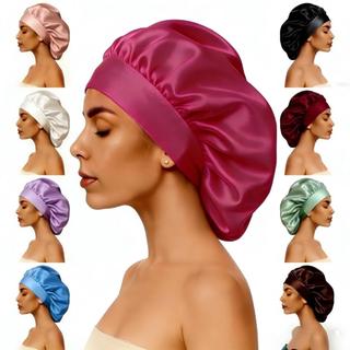 Touca/Gorro de Dormir de Cetim com Aba Faixa Larga Gigante Cabelo Anti Frizz Toca Head