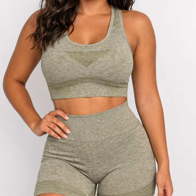 Conjunto Academia Feminino Short e Top Malha Fria Não Fica Transparente Cintura Alta Compressão Fitness