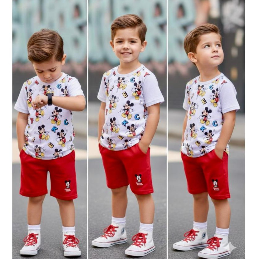Conjunto infantil verão menino| Personagem Desenho Masculino Estiloso| Tamanhos 2 4 6 8