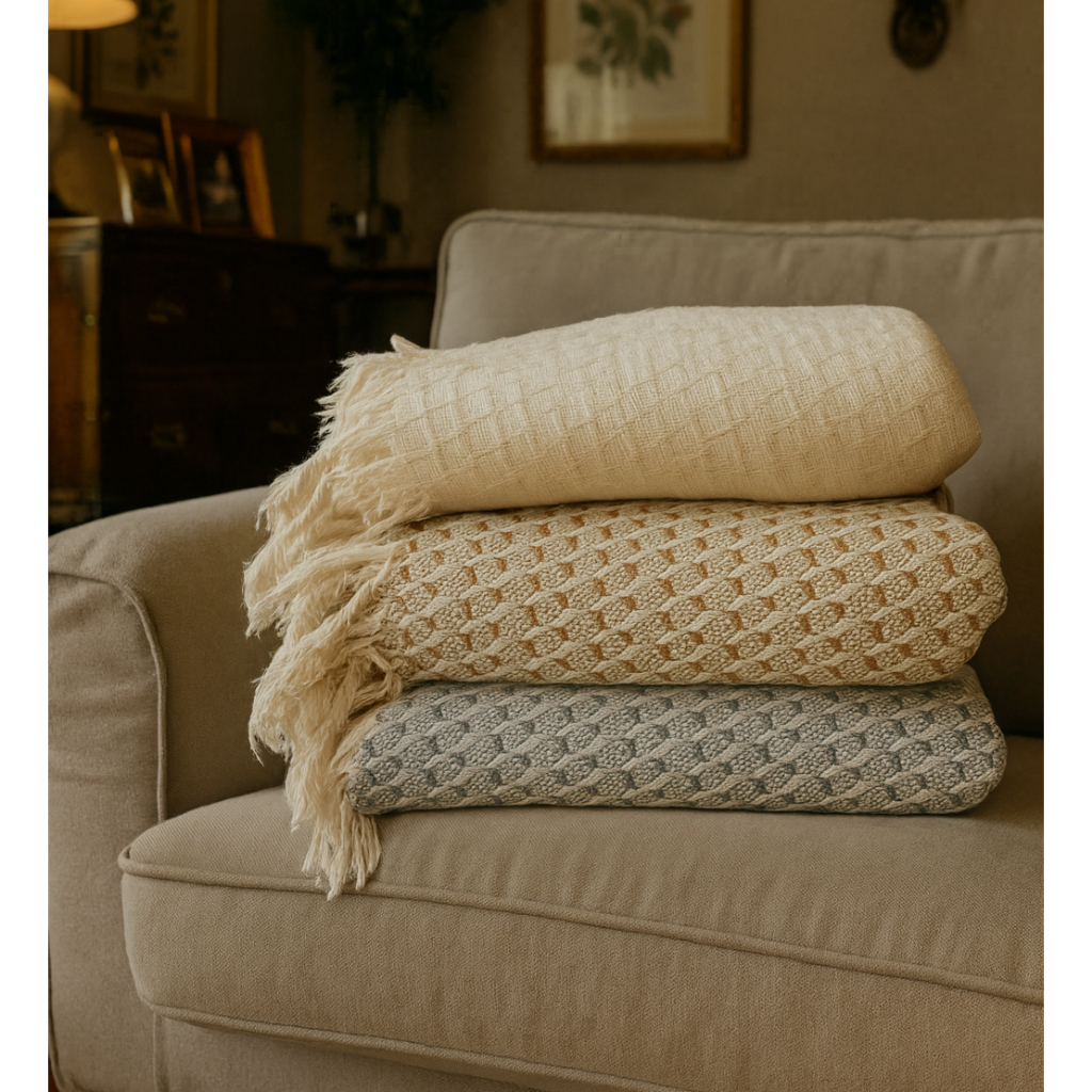 Manta 100% algodão Colméia 2,30M X 2,40M – Ideal Para Sofá e Cama