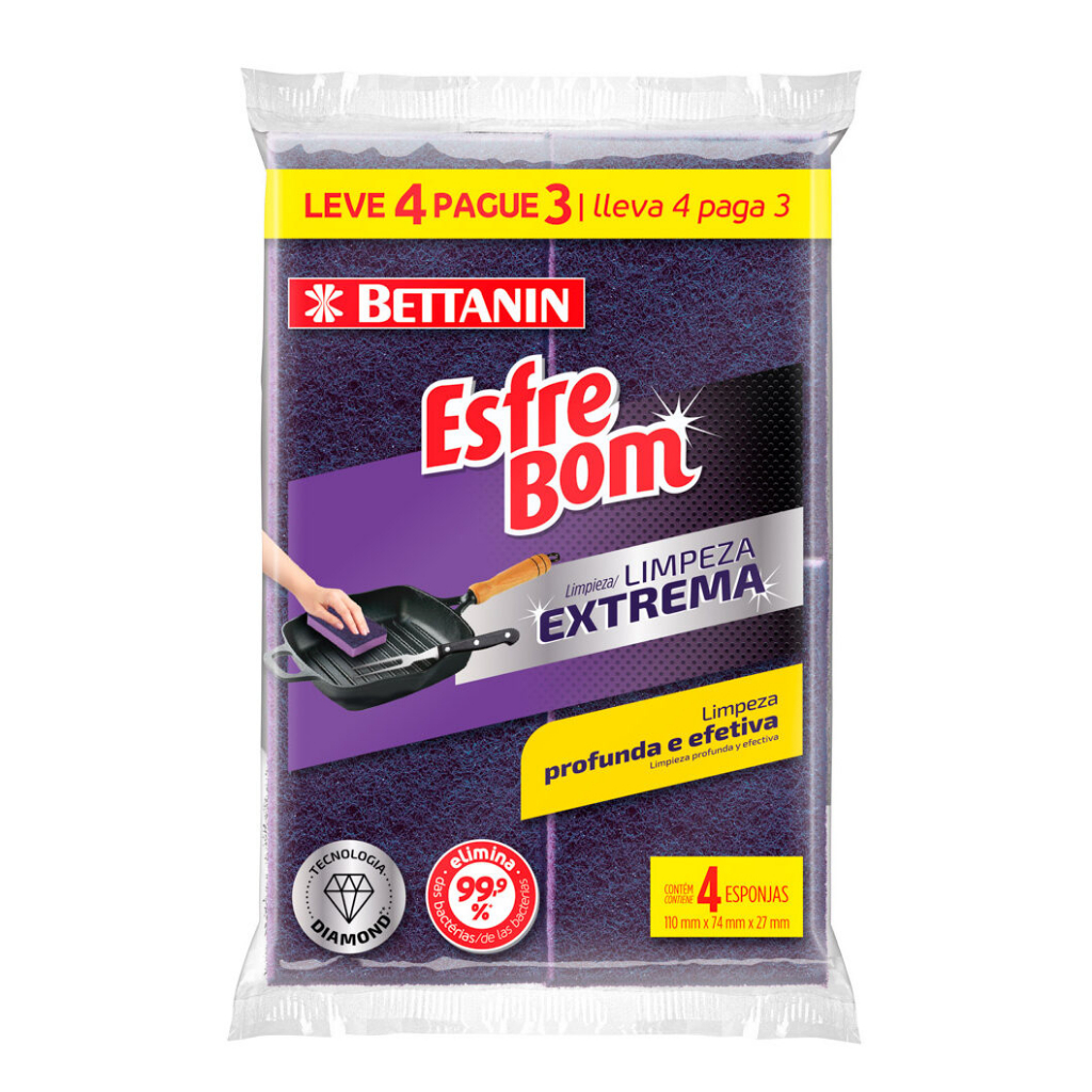 Esponja Multiuso Limpeza Extrema EsfreBom Bettanin 4 Unidades em Oferta na Shopee