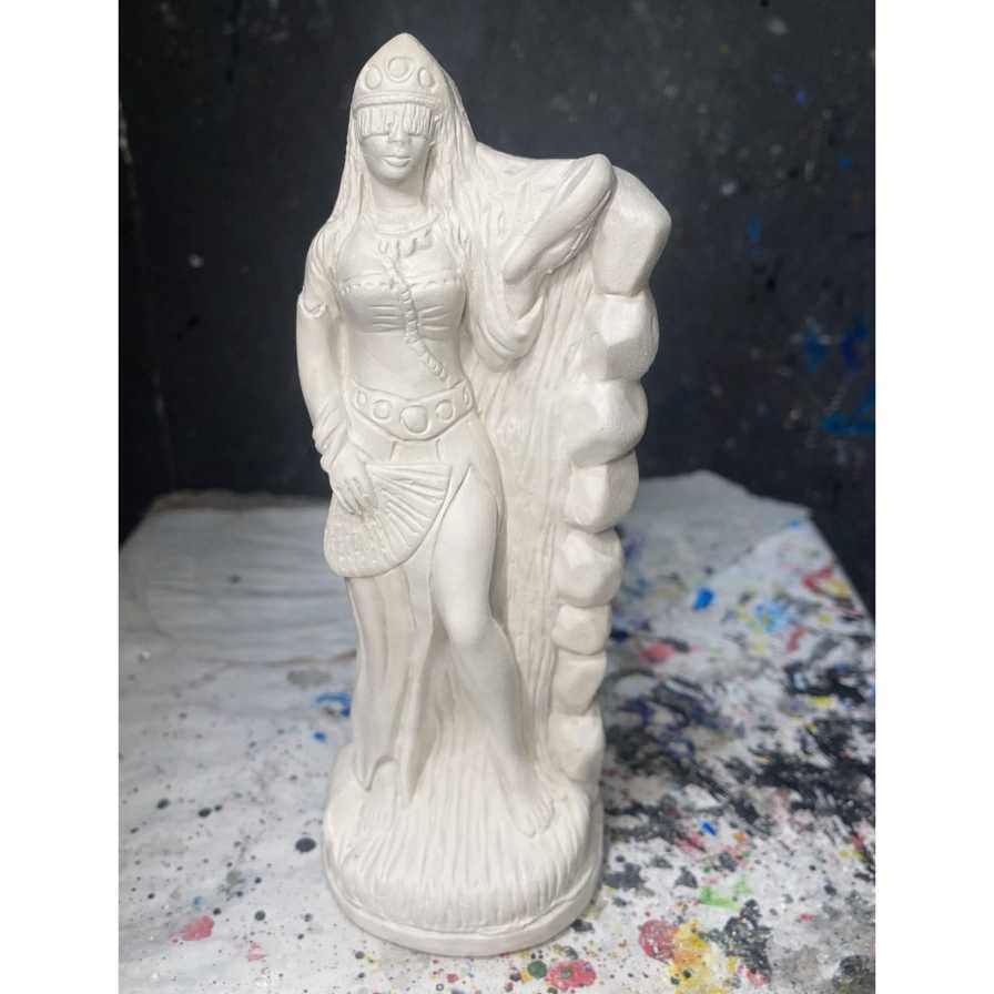 Escultura em Gesso Cru Imagem Orixá Oxum 23cm