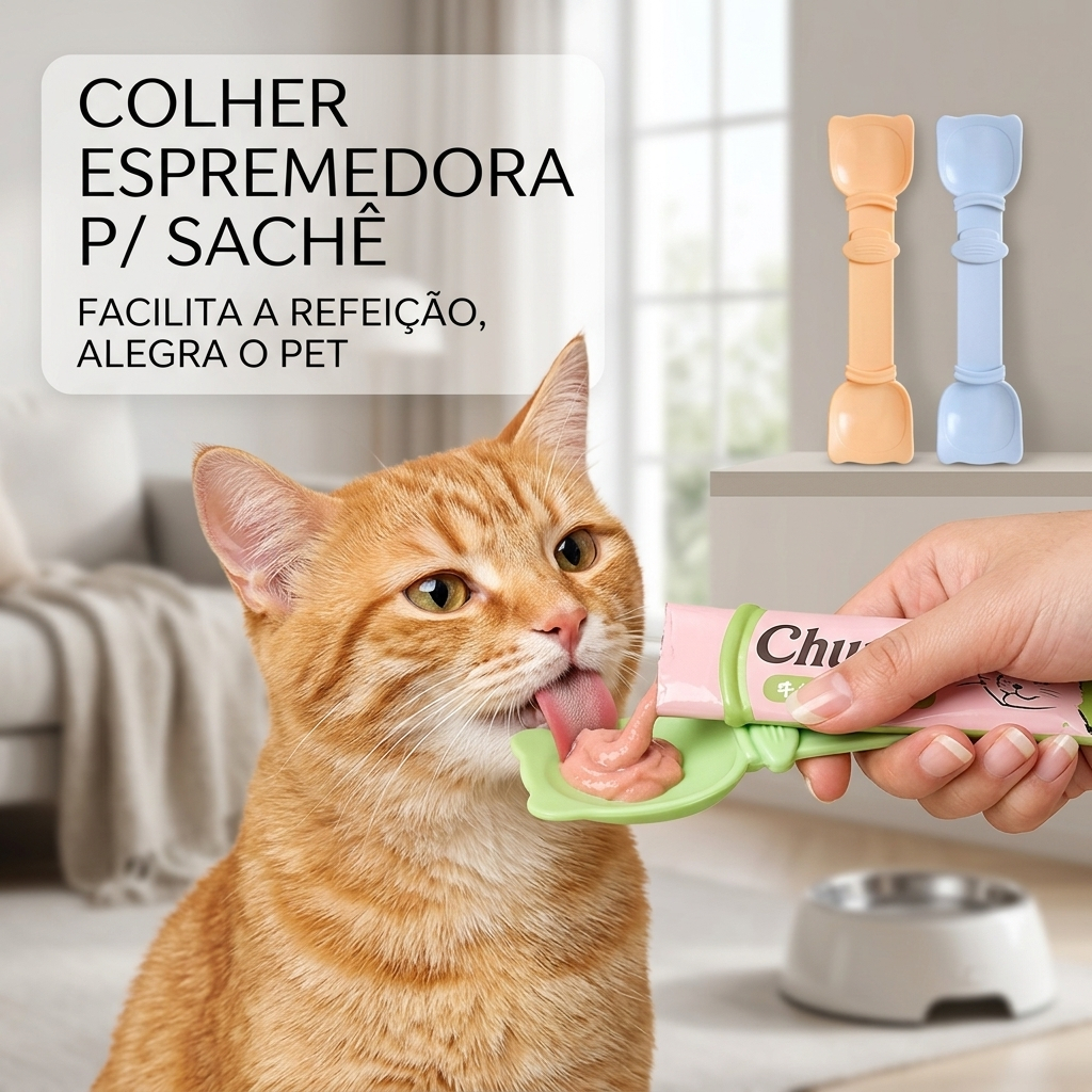 Colher Espremedora de Sachê para Gatos – Espátula Inteligente Anti Desperdício!🐱🥄