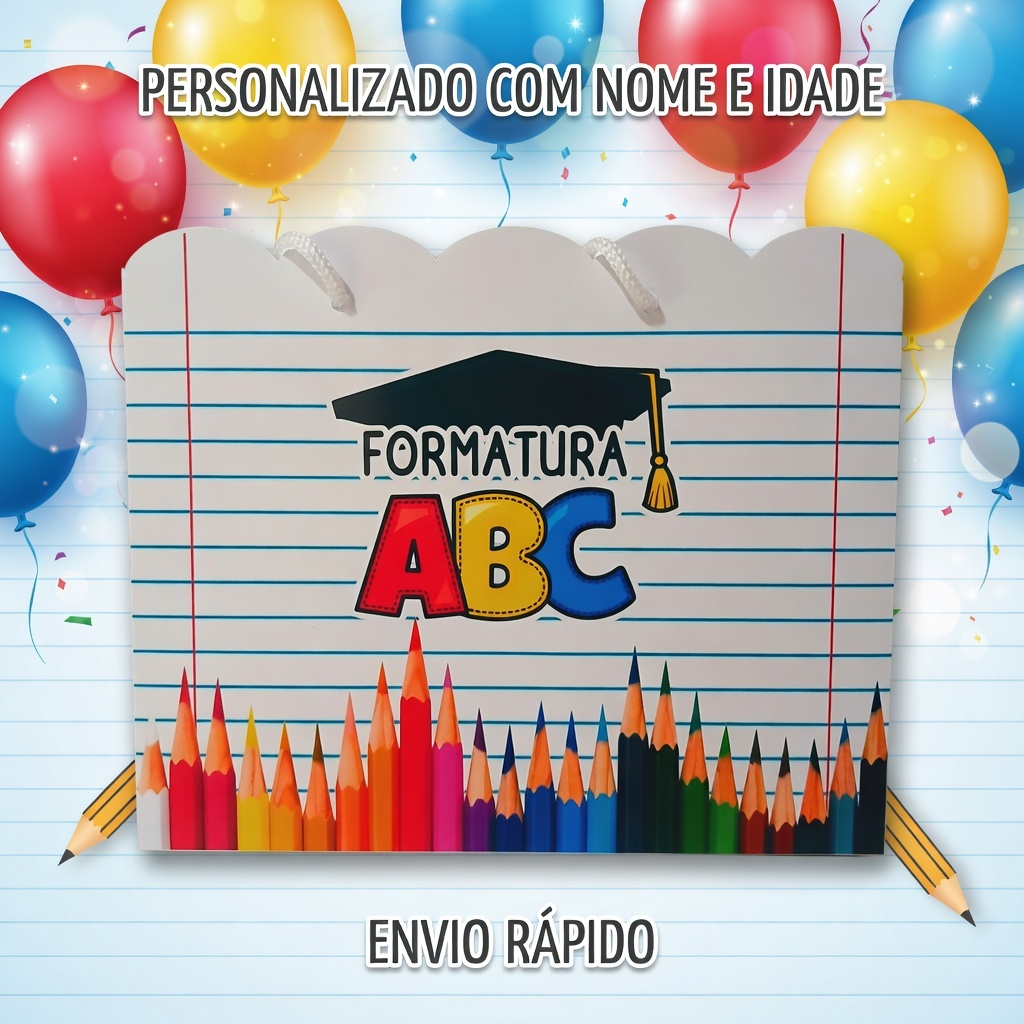 Sacolinha Surpresa Personalizada Formatura ABC | Lembrancinha de Aniversário - Tam G - PEGUE E MONTE