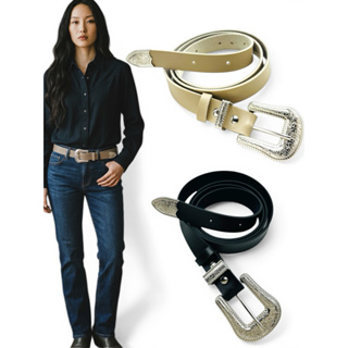 Cinto Feminino Cowboy Country Fivela Prata Couro Sintético Ajustável Elegante - Cecilia em Oferta na Shopee