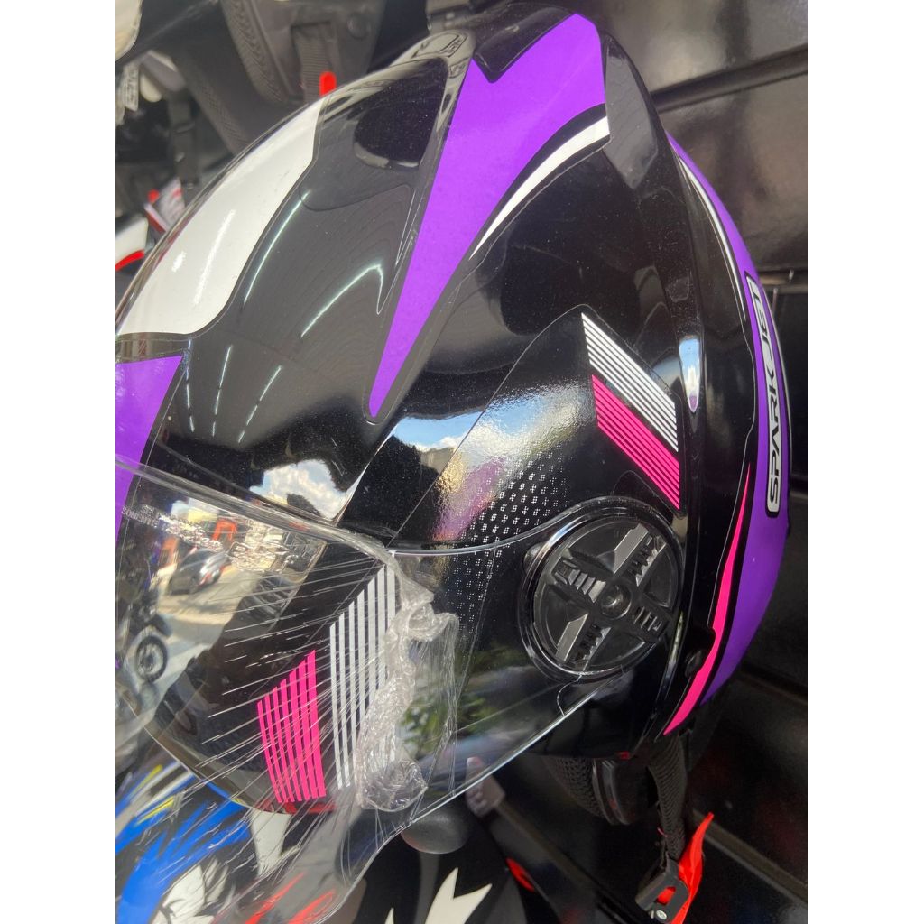 Capacete Moto Aberto Ebf Spark Jet Sting Preto/Roxo