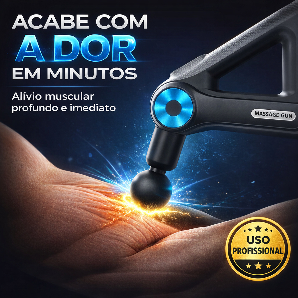 Pistola de Massagem Muscular 9 Níveis Portátil Bivolt Terapia Percussiva Profissional BM-F1021