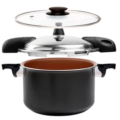 Panela de Pressão Caldeirão 2 em 1 Brinox Pressure 5,4 Litros Preta Revestimento Cerâmico