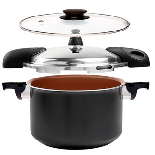 Panela de Pressão Caldeirão 2 em 1 Brinox Pressure 5,4 Litros Preta Revestimento Cerâmico