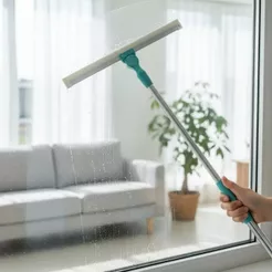 01 Rodo de Silicone Limpeza de Piso Vidros Com Gancho Secos e Molhados Uso Duplo Vassoura Mágica