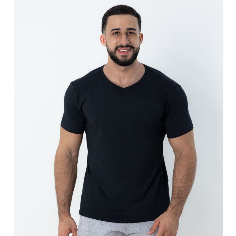 Camiseta Tech Gola V Anti Odor Não Amassa Secagem Rápida Básica Lisa Casual Tecnológica Modal Zeek