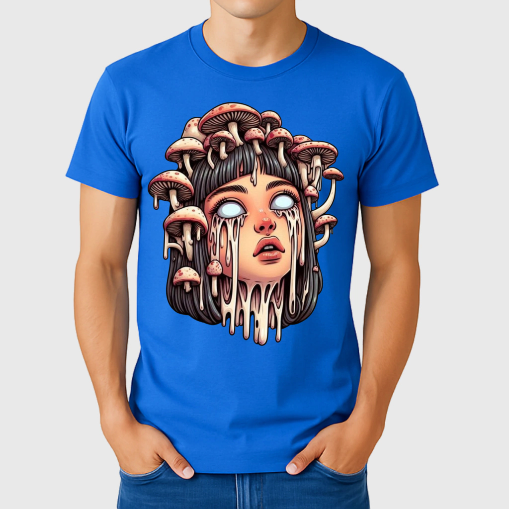 Camiseta Unissex Camiseta 100% Algodão Personalizada Básica Cogumelo Camiseta