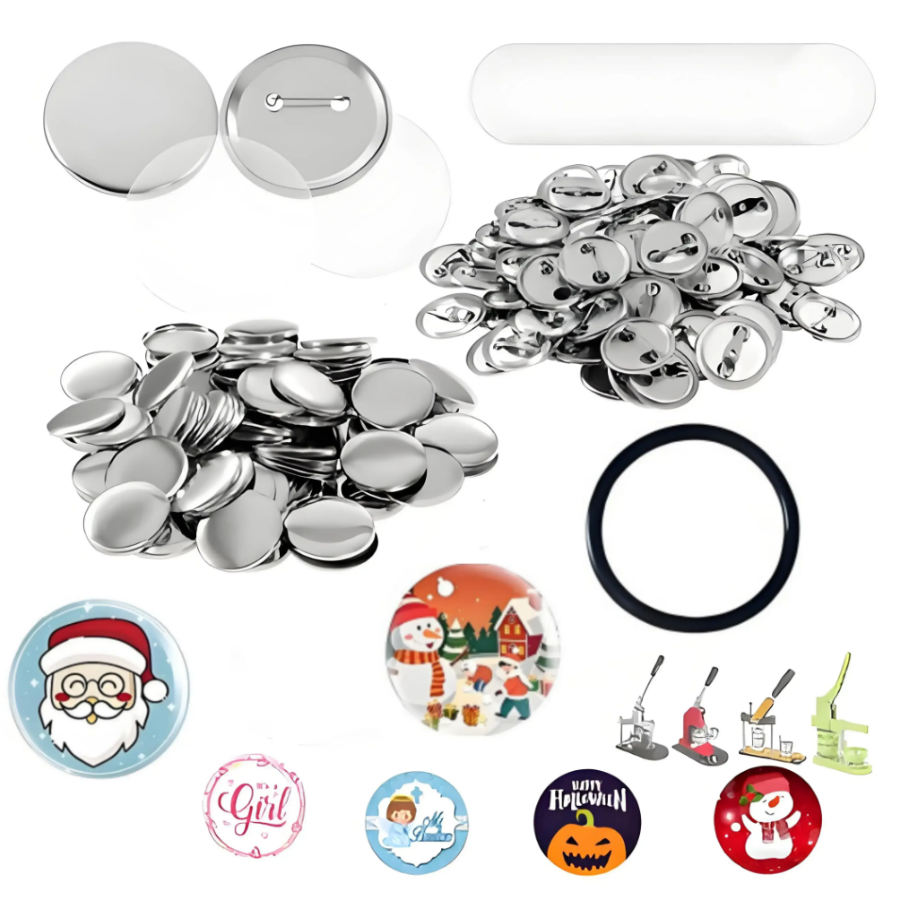 32mm/44mm/58mm Branco Pins E Bottons 100 Kits Para Mecolour Máquina De Button