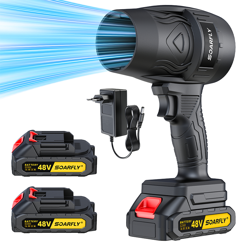 Soprador De Ar Turbo Folhas Pó Portátil 2 Baterias 48v Recarregável PRONTA ENTREGA